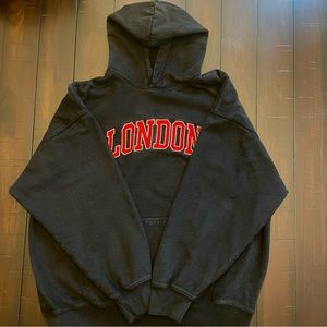 London sweatshirt from pacsun, black with red lettering